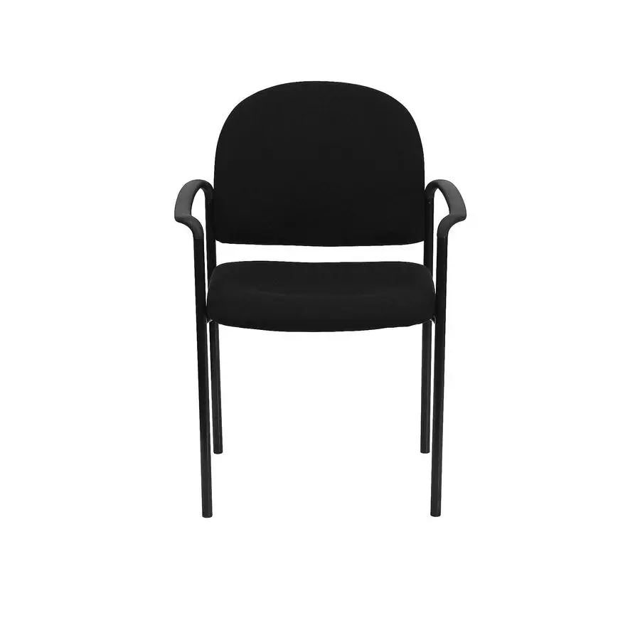

Side Reception Chair with Armrests, Stackable Fabric Waiting Room Chair for Commercial or Residential Use, Black