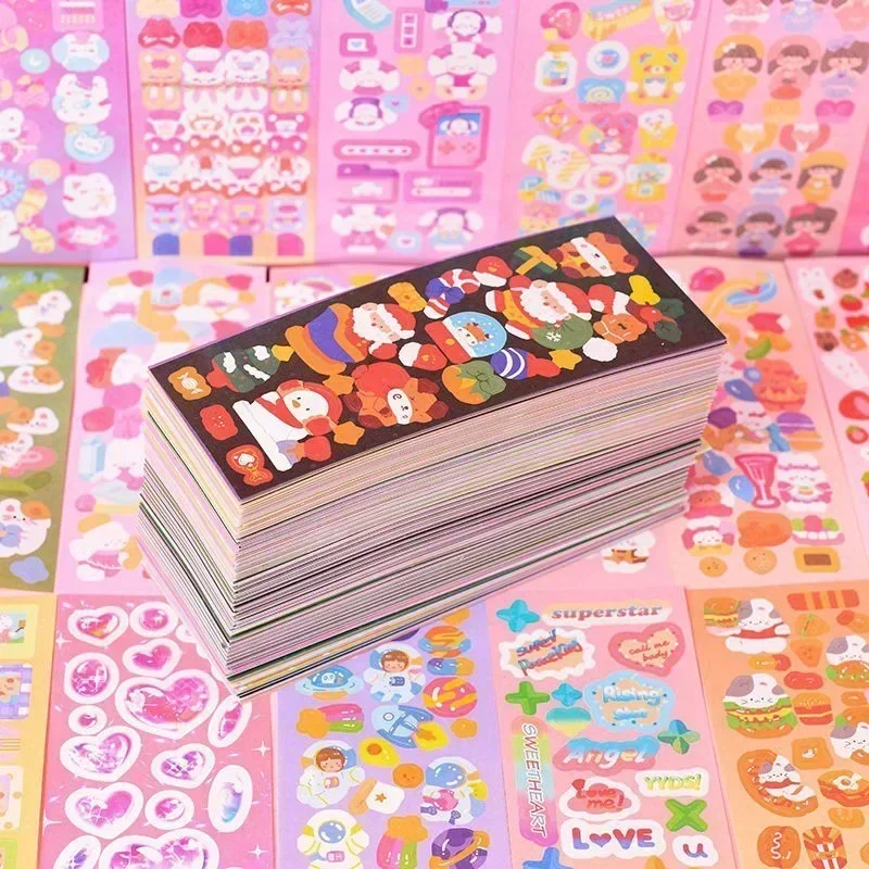 200PCS No-Repeated Sheet Stickers for Kids Kpop Pretty Aesthetic Cute Set Pack DIY  Girl Toy Decor Stationery Scrapbooking