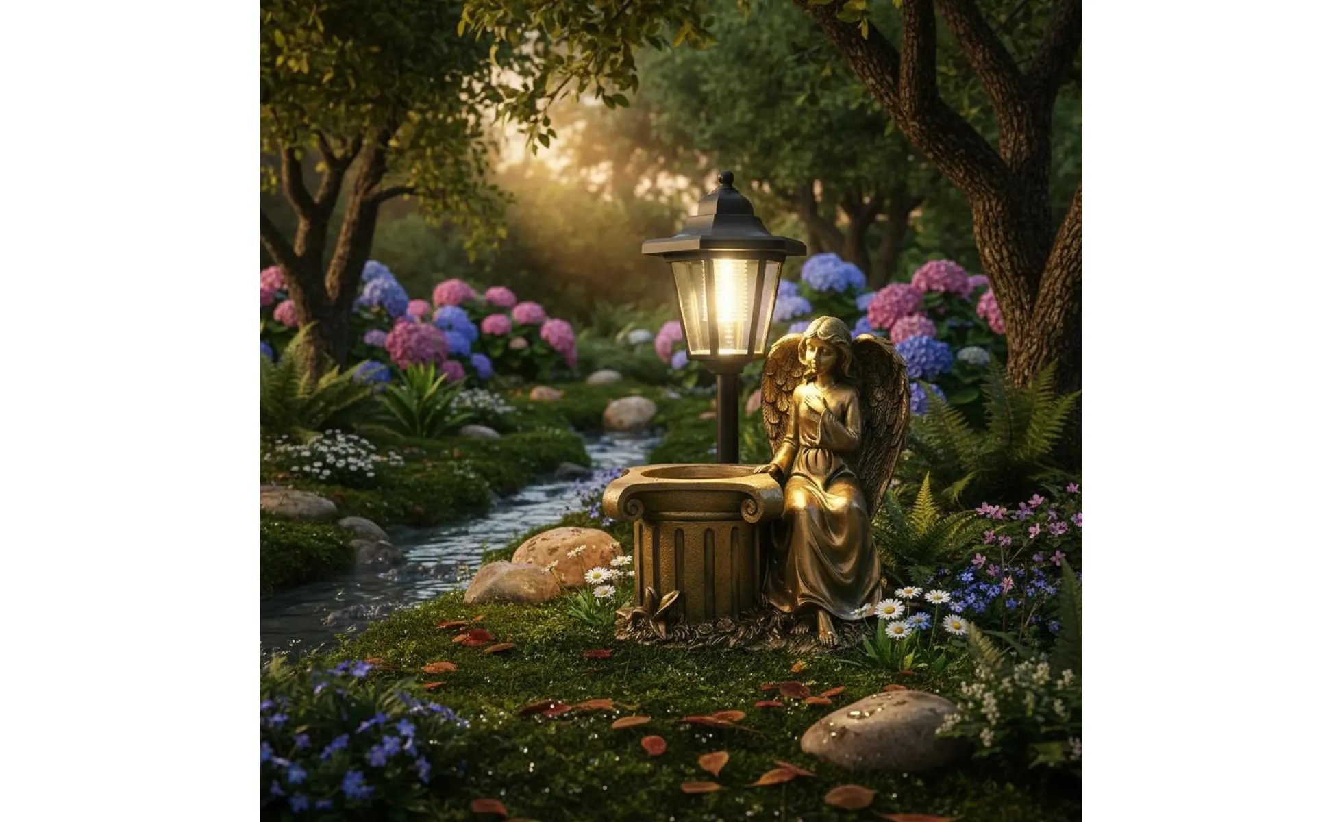 Solar Angel Statue Flower Pot Design Angel Planter Light Fairy Statue Resin Material Outdoor Decor Welcome Sign for Pathway