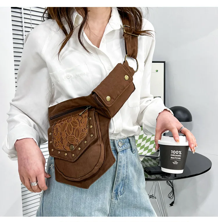 

Мужская и женская поясная сумка в стиле ретро, нагрудная сумка через плечо, многофункциональная спортивная сумка для мобильного телефона