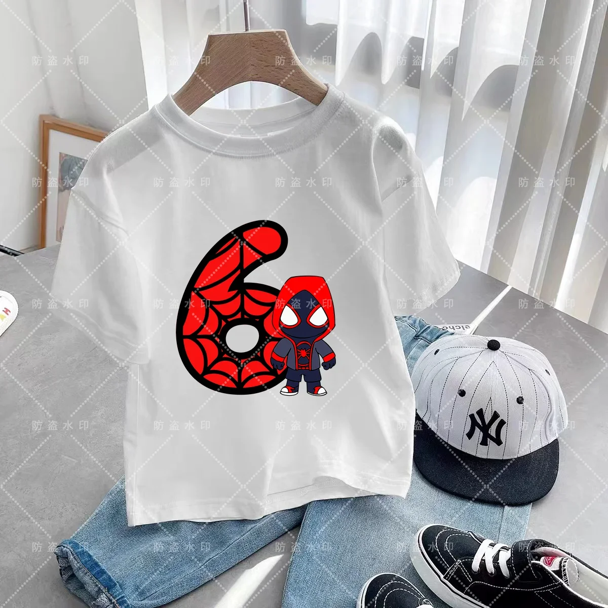 Marvel Heroes Birthday Party Cartoon T-shirt Boys Girls T-shirt Number 3 4 5 6 7 8 9 10 11 12 Spider-Man cartoon Kids Costume