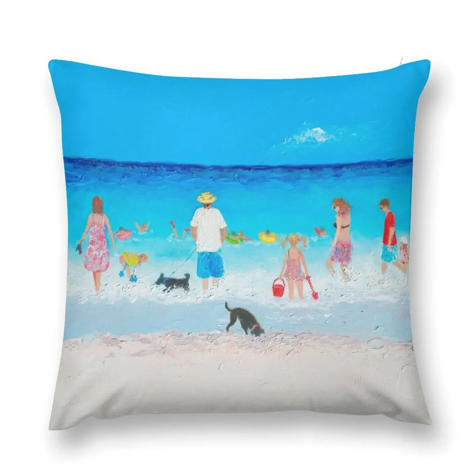 

A family beach scene Throw Pillow Sofa Cushions Cover Sofa Pillow Cover Christmas Cushion For Home Elastic Cover For Sofa pillow