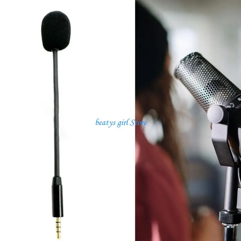 

C7AB Microphone 3.5mm Gold Plate Straight Plug Omnidirectional Microphone for Game Headset PC Replacement External Microphone