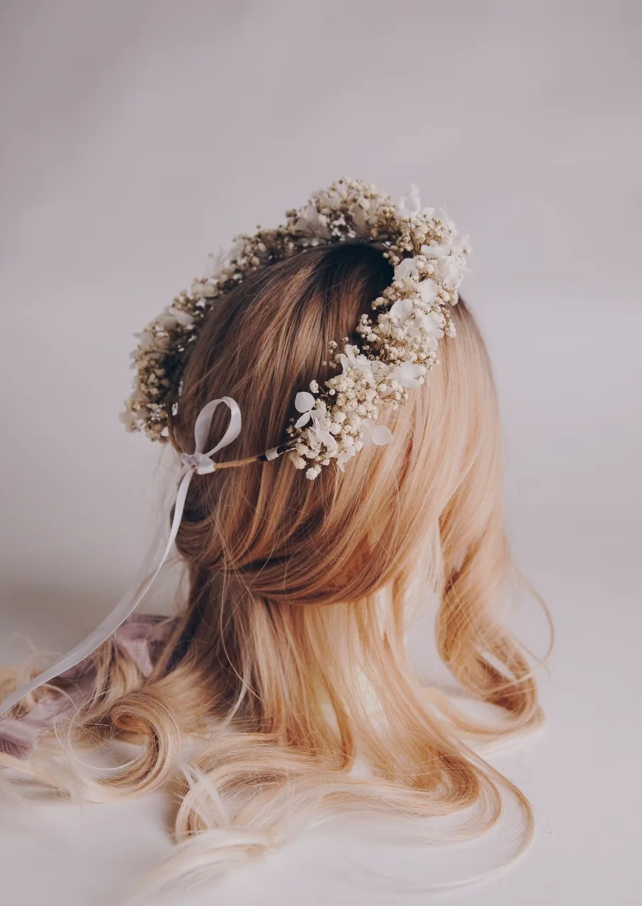 Handmade Preserved White Gypsophila Hydrangea Bridal Boho Crown, Wedding Flower Girl Crown, Children\'s Birthday Decorations