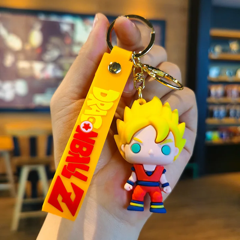 Anime Cartoon Dragon Ball Z Figure Car Keychain Creative Goku Freeza PVC Doll Toys Pendant Cute Bag Ornament Accessories Gift