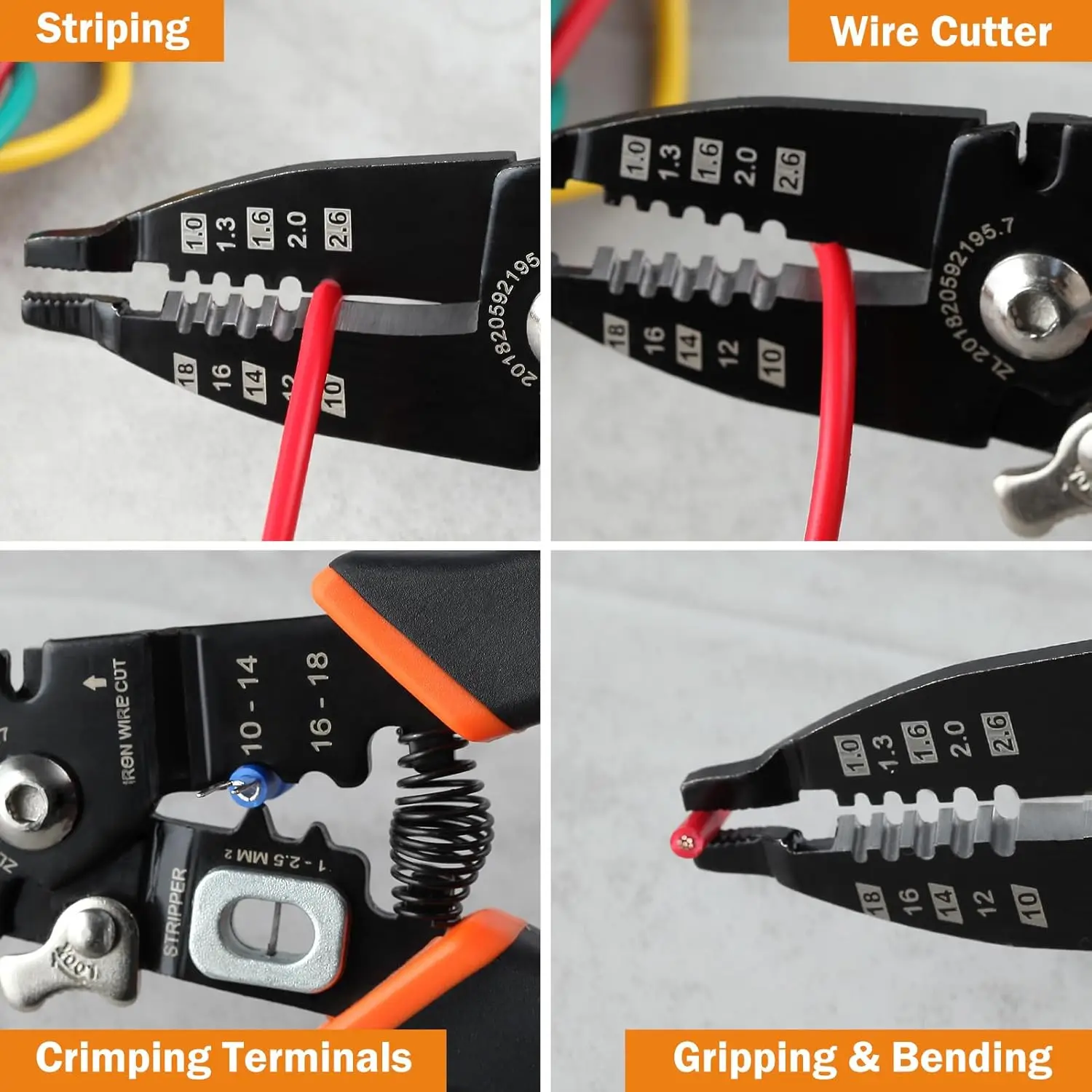 6-in-1 Wire Stripper Tool 10-18 AWG,Multifunction Wire Plier with Wire Splitter Cutter Crimper Gripper Function