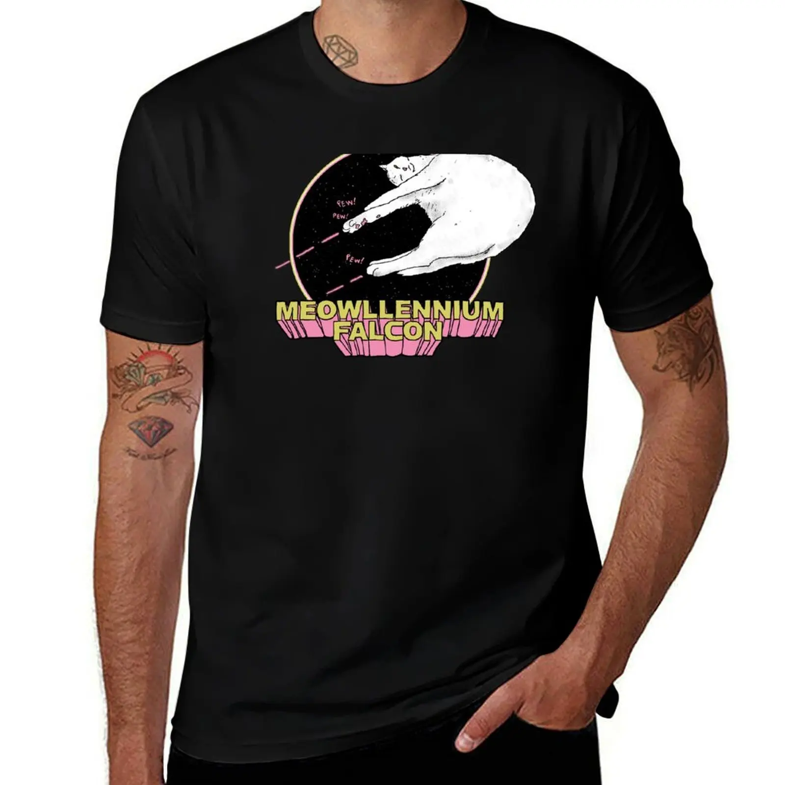 Meowllennium Falcon T-Shirt Casual Minimalist Short Sleeve Top