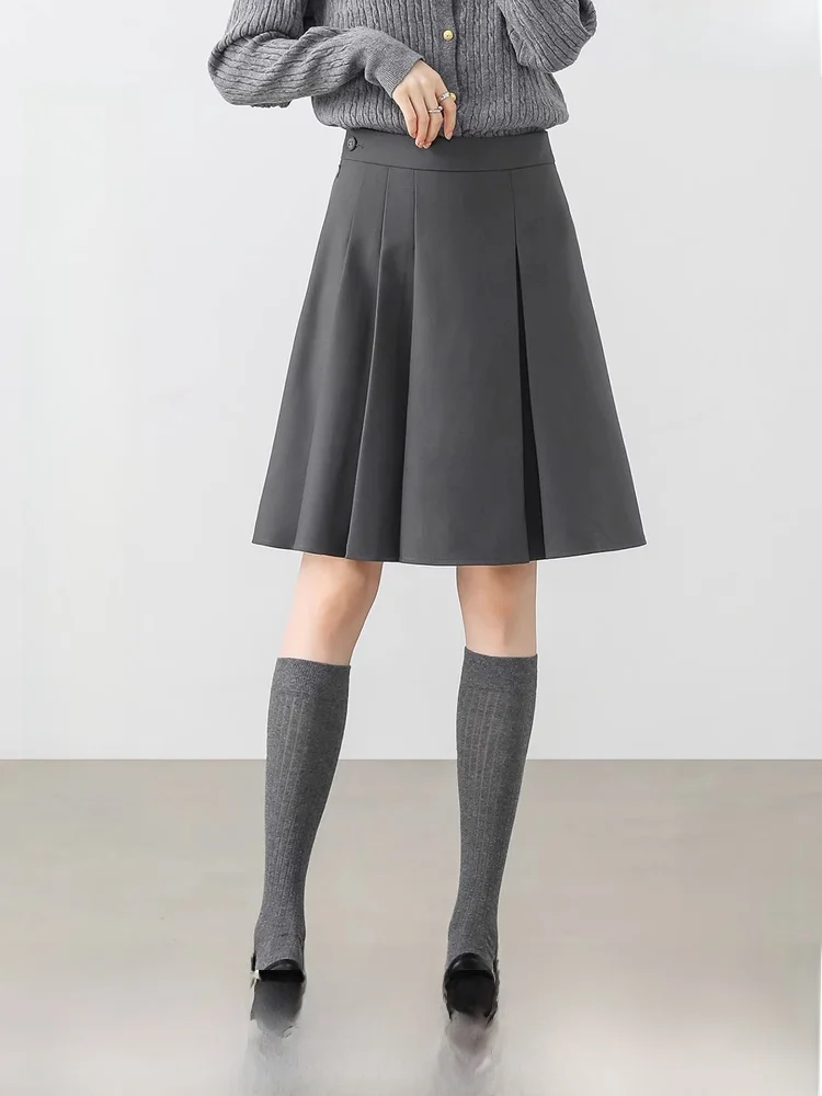 

Юбка А-силуэта женская для офиса и повседневной носки, стройнящая, удлиняющая ноги, весна 2026, новая модель, с низкой талией, из полиэфирного волокна