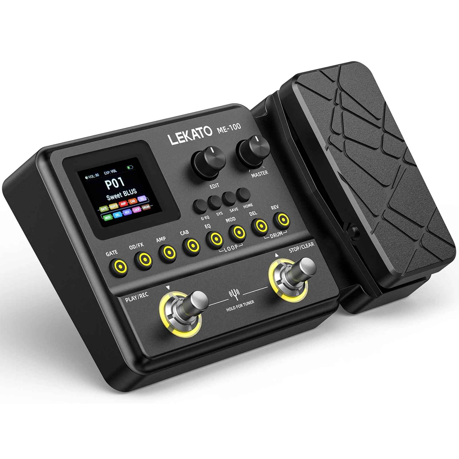 LEKATO ME-100 Multi Effects Guitar Accessories Multi Effects Processor Pedal 126 Effects 40 Amp Sims Rechargeable Color Screen