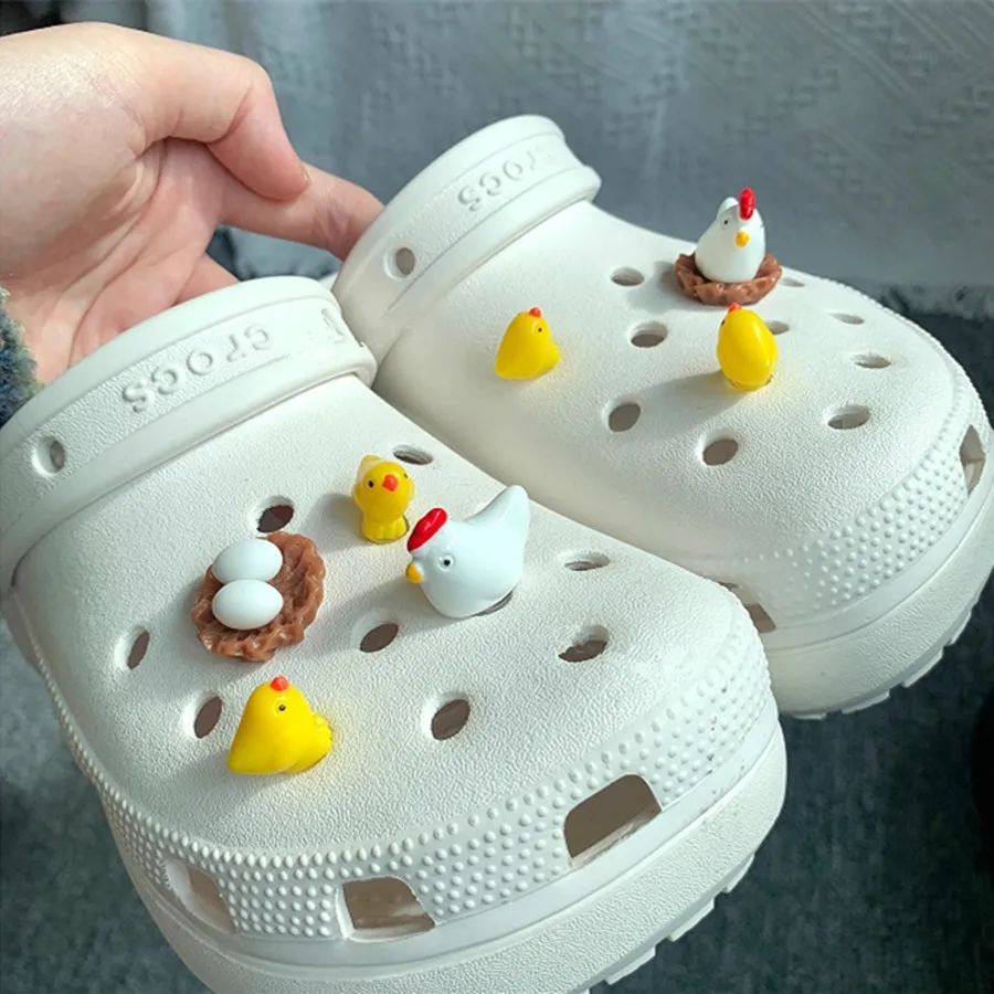 3D Yellow Chicken Sports Sandals Accessory Chicken Nest Vamp DIY Decorative Accessory Shoes Flower Slippers Detachable Buckles