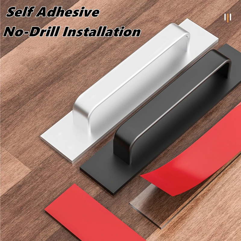 148/200 mm selbstklebende Instant-Schrank-Schubladengriffe – selbstklebender Schrankgriff aus Aluminiumlegierung, Schubladen-Push-Pull-Griff