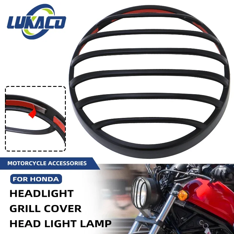 

Matte Black Motorcycle Headlight Grill Cover Head Light Lamp Protector Decorative For Honda Rebel CMX 300 CMX300 17-23