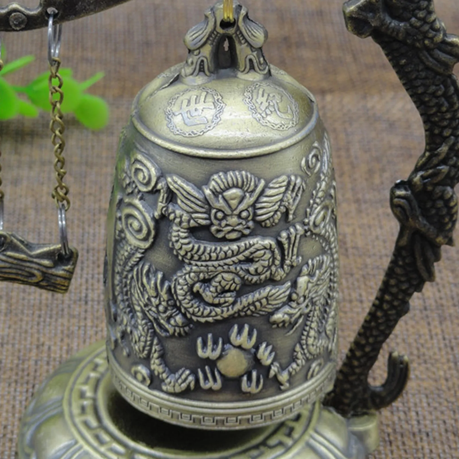 قفل التنين نحت بوذا الحظ جرس التنين جرس المذبح التنين بوذا جرس الديكور تمثال بوذي معبد البرونزية