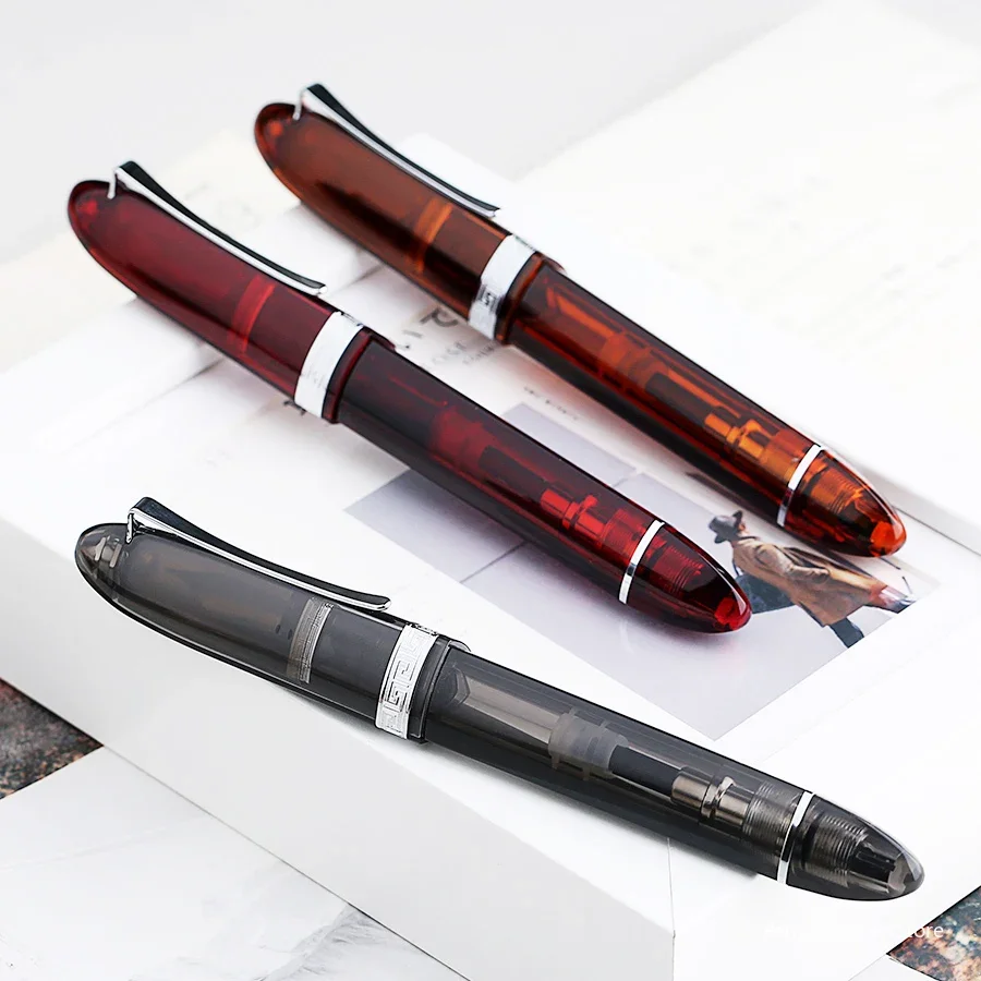 Majohn V60 Triangular Piston Fountain Pen EF/F Nib, Transparent Resin Writing Office Gift Pen