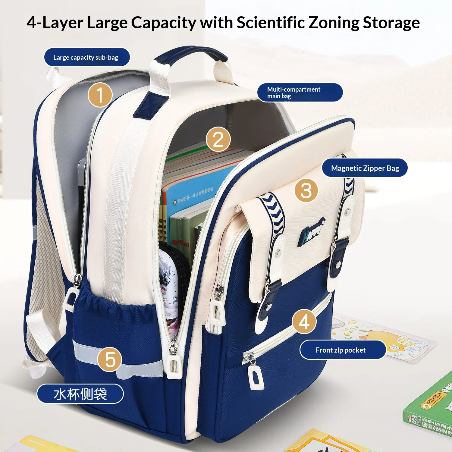 Lightweight backpack for students to reduce burden, spine protection backpack for boys, girls, and children