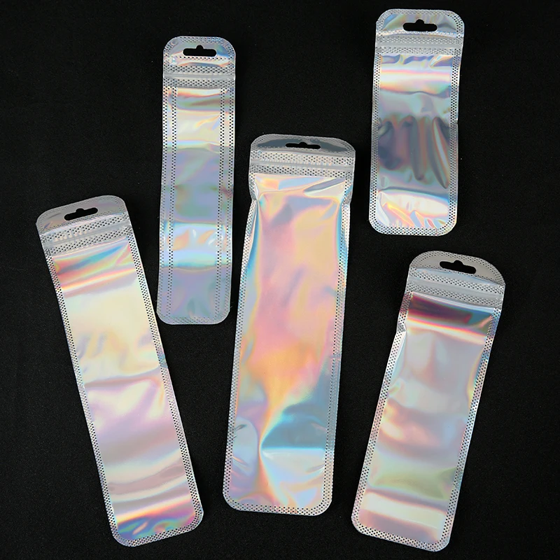 30pcs Long Ziplock Zip Lock Bag Necklace Pouches Plastic Colorful Zipper Bracelets Bags Self Sealing Storage Jewelry Packaging