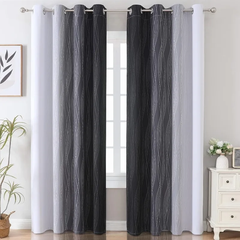 Textile Bedroom Heat Insulation Blackout Curtain, Gradient Full Blackout Energy-saving Curtain