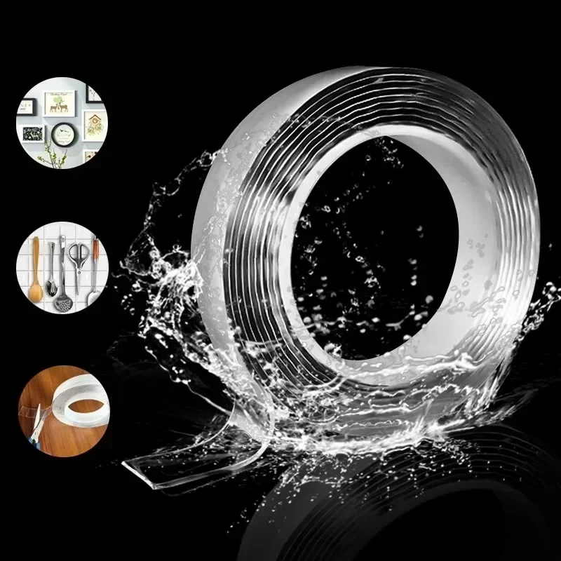 1M Transparent Double Sided Tape Self-Adhesive Tape No Trace Reusable Tape Glue Sticker For Car Kitchen Bathroom