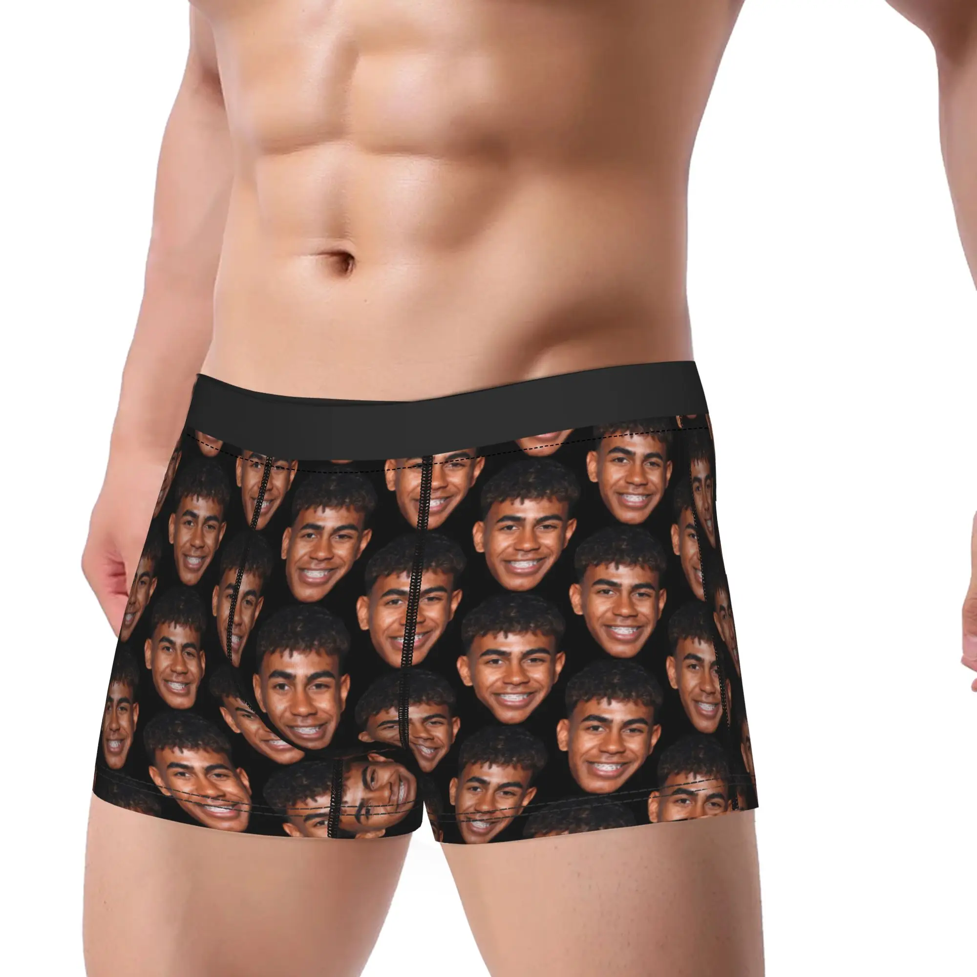 Men Yamals Face Meme Long Underwear Spanish Football Printed Boxer Briefs Shorts Panties Male Mid Waist Underpants M-XXL