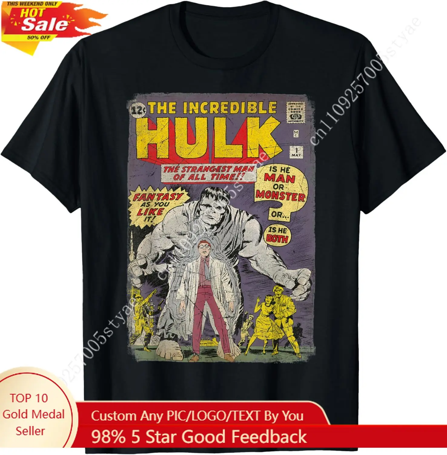 

Marvel The Incredible Hulk Classic Retro Comic Book Mens Womens T-Shirt