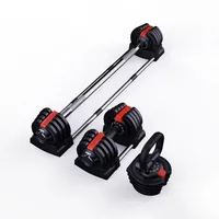 New 3 in 1 Adjustable Dumbbell Sets 20kg Barbell Plates Yoga Fitness Kettle Bell