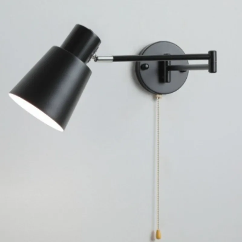 

Antique Iron Light Simple Retro Rocker Arm Displaceable Bedside Wall Lamp Vintage Study Telescopic Folding Reading Lamp