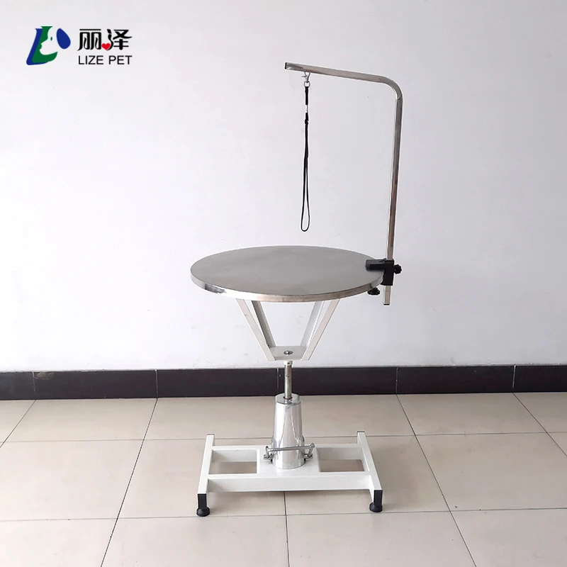 Stainless Steel Round Table Hydraulic Lifting Pet Grooming Tables Puppy Grooming for Sale Pet Supplies Cat Beauty Table