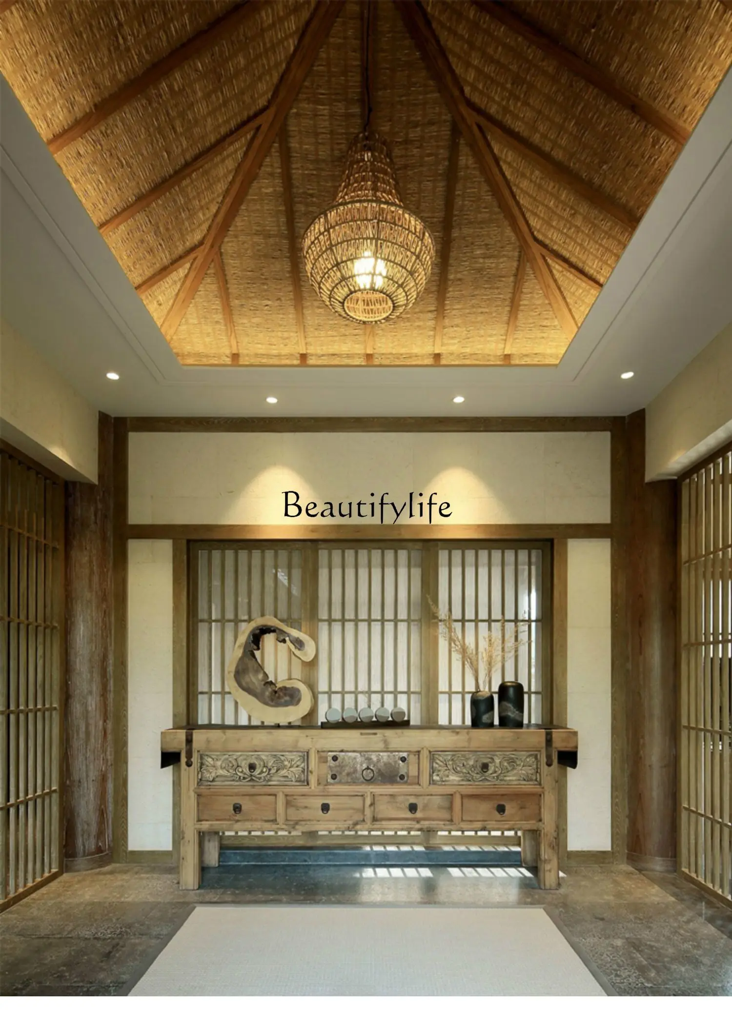 Solid wood entrance cabinet Chinese old objects retro nostalgic side cabinet