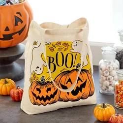 1 pcs Halloween Tote Trick or Treat Bat and Spiders Reusable Canva Bag for party decoration supplies Grocery Shopping gifts