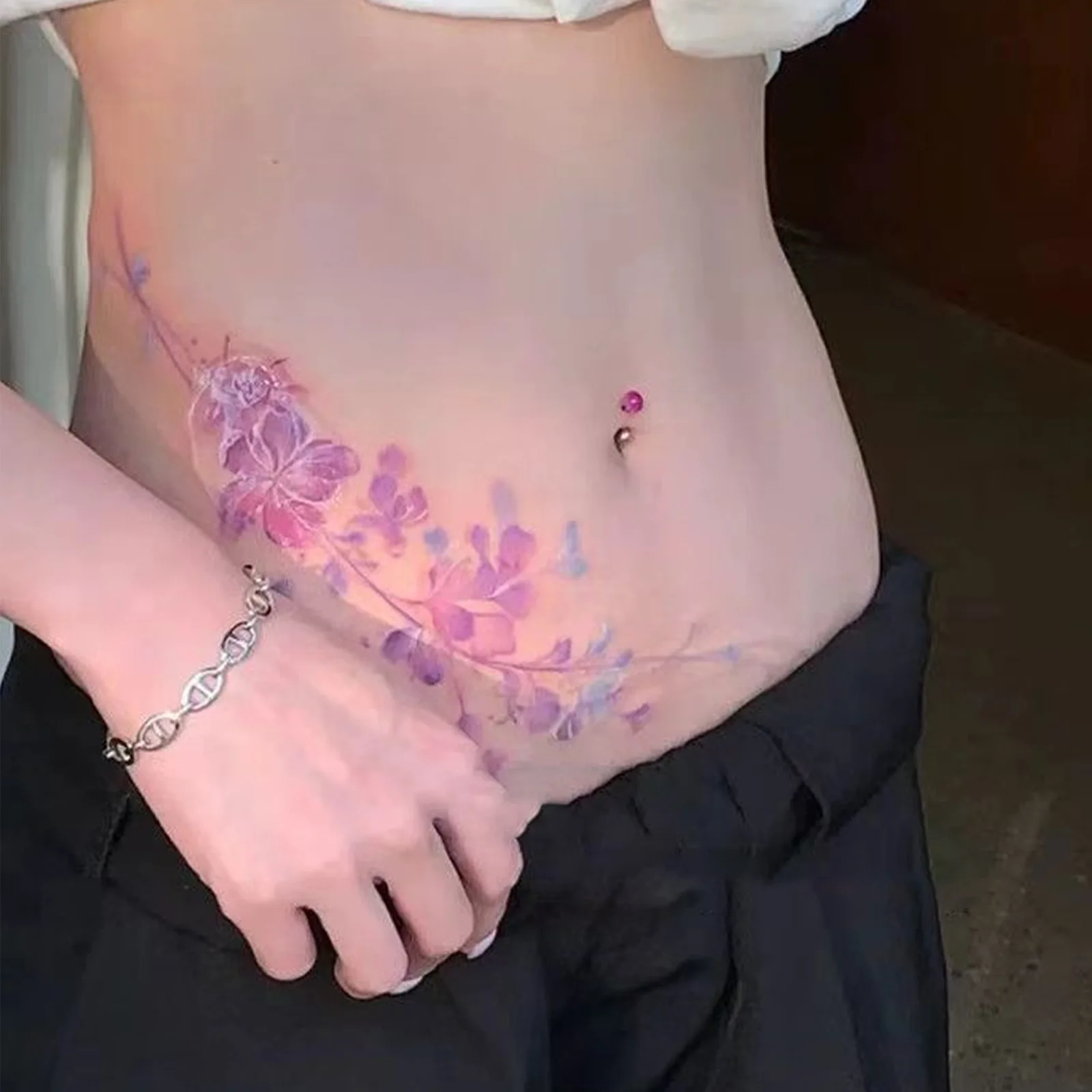 Minimalist Leaf Vine Tattoo Sticker Waterproof Long Lasting Fine Line Temporary Tattoo for Women Finger Hand
