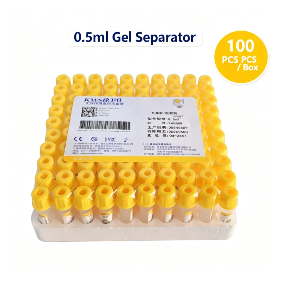100 micro blood collection tubes 0.5ml with separation gel, scratch-type, PP plastic tubes, suitable for pediatrics and pets