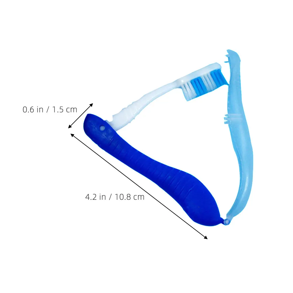 Bristle Folding Travel Toothbrush Portable Blue Ergonomic Handle Foldable Storage Box Travel Camping Brush Folding Toothbrush