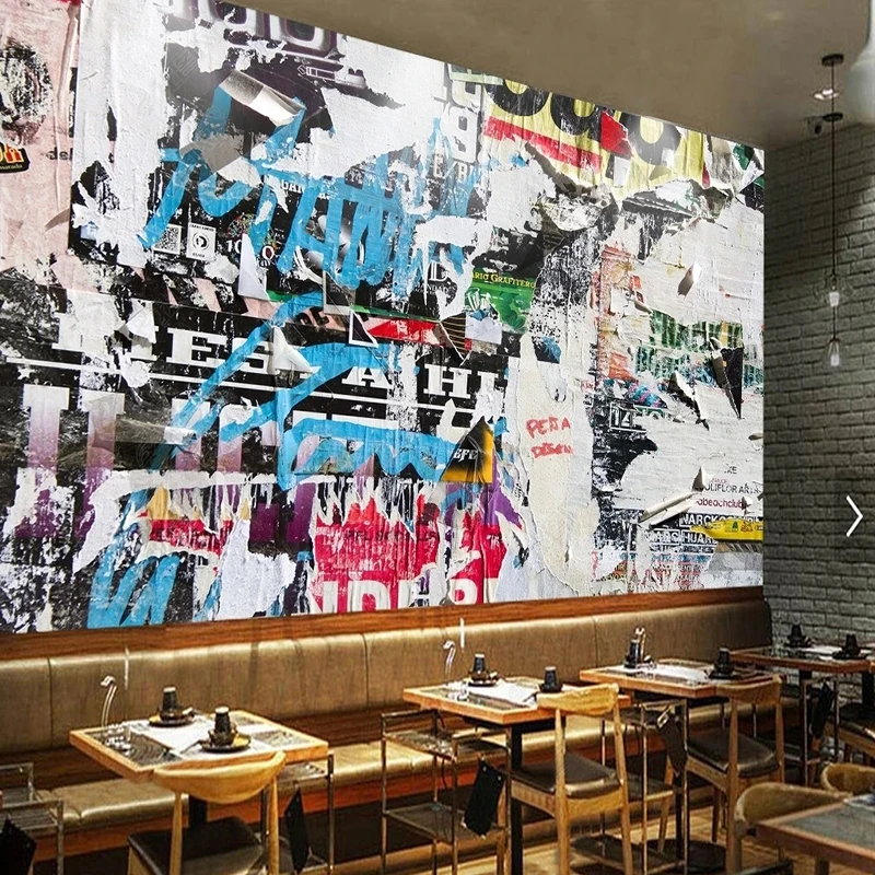 European Vintage Scrap Newspaper Personality Photo Mural Wallpaper Restaurant Clubs KTV Bar Wall Decor Mural Papel De Parede 3D