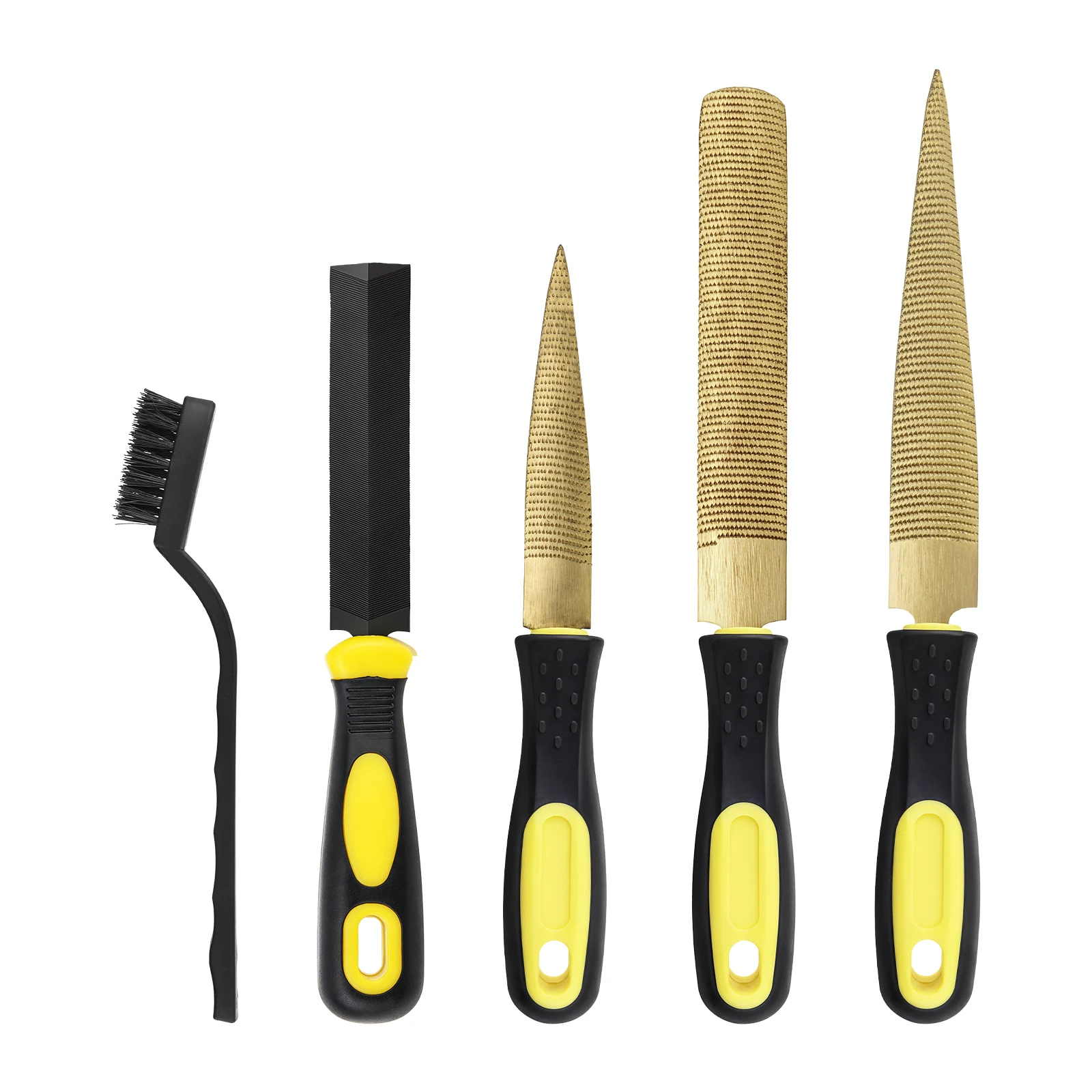5 Pcs Fine Teeth Wood Rasp Metal File Set Cleaning Brush DIY Woodworking Hand File Tool for Furniture Shaping Luthier Crafting