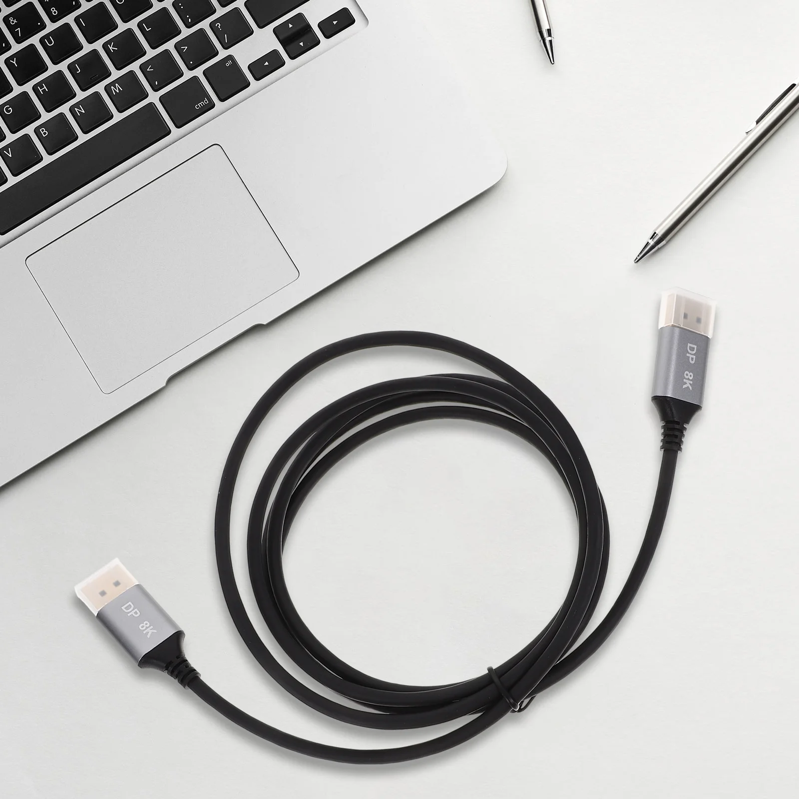 Kabel Display Port 2m Male to Male 8K 60Hz Ultra Tipis Transmisi Stabil untuk Aksesori Monitor Laptop PC Kabel Display Port