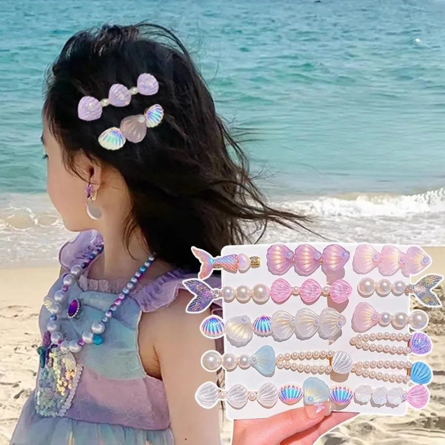 

Заколки для волос в виде ракушки, морской звезды, серия Ocean, заколки для волос в виде русалки, летняя пляжная заколка для девочек, заколка принцессы, аксессуары для волос