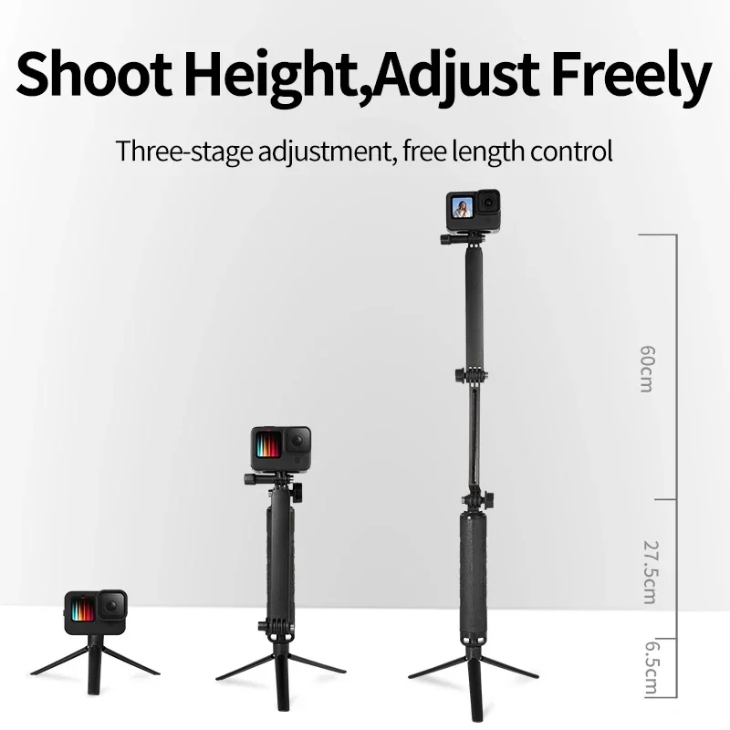 TELESIN Floating Portable Selfie Stick Tripod for Gopro Hero 13 12 11 10 9 8 DJI OSMO Action 5 4 3 Insta360 Gopro Accessories