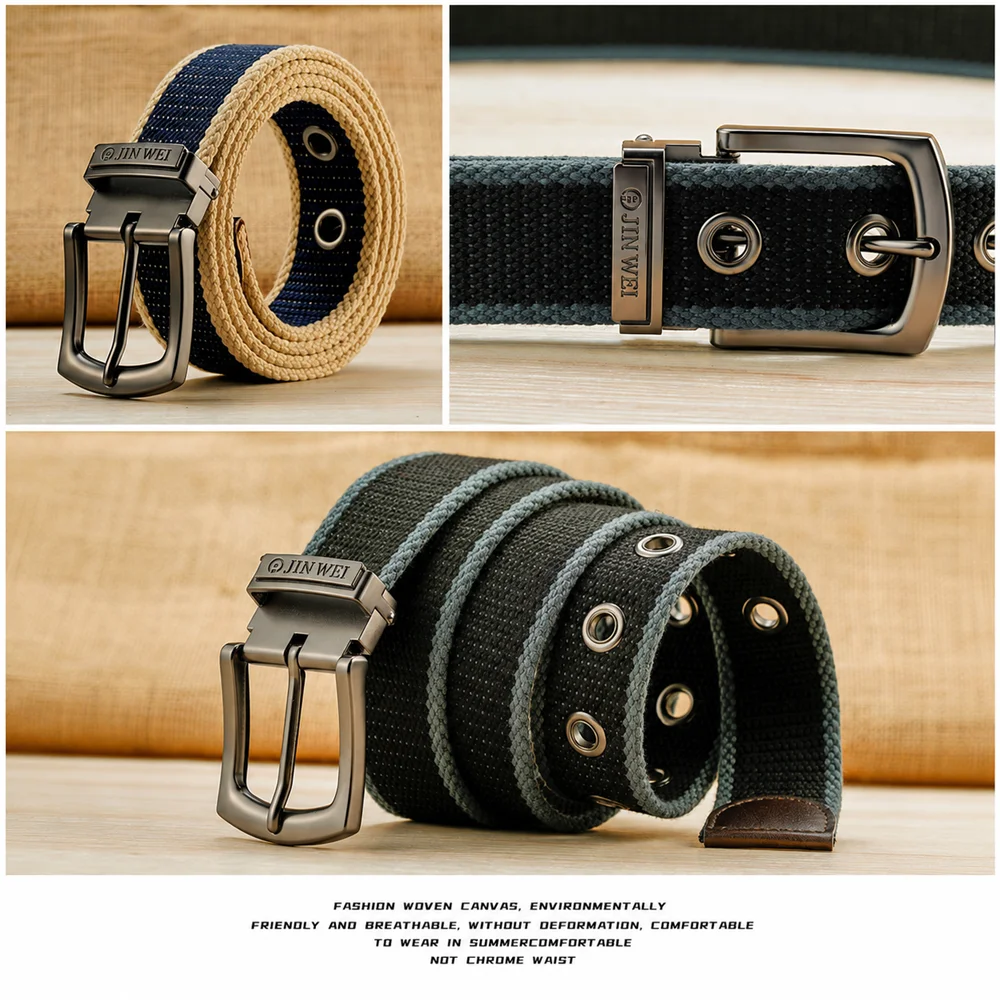 Plus Size 130 140 150 160 cm Canvas Military Tactical Belt Man Alloy Pin Buckle Stripe Jeans Belts High Quality Outdoor Belts