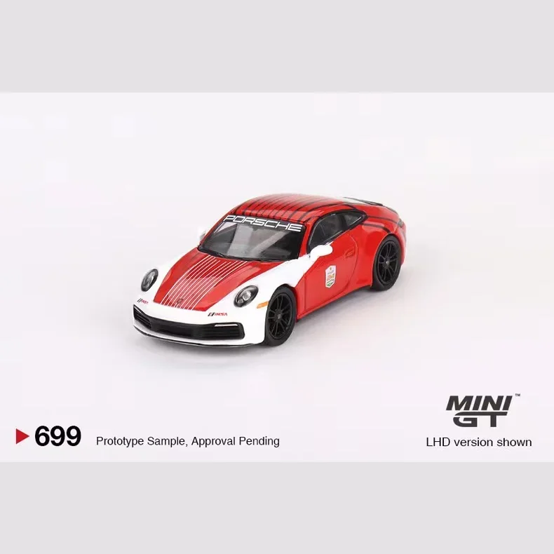 MINI GT 1:64 # 699 Porsche 911 992 Carrera S aluminiowy model samochodu, zabawki dla chłopców, elementy kolekcjonerskie dla dorosłych, prezenty urodzinowe dla dzieci