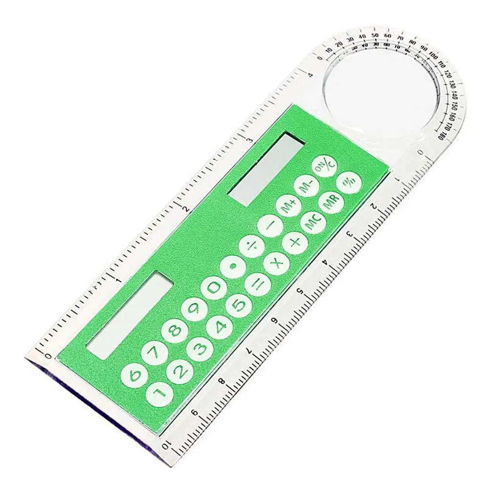 Calculator Mini Calculator Ruler Calculator Stationery Electronic Solar with Magnifier Transparent Pocket Math Toys School Elect