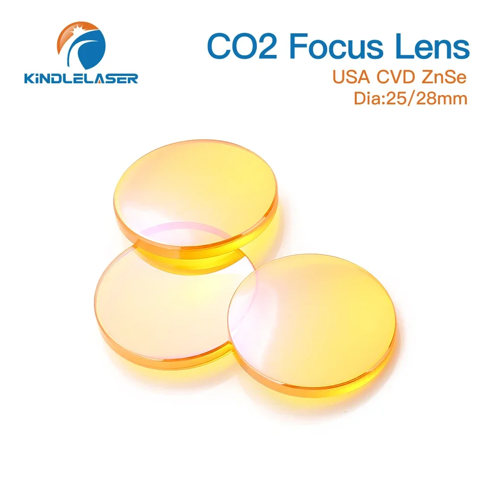 USA CVD ZnSe Focus Lens Dia. 25.4mm 1inch FL50.8 63.5 76.2 101.6 127mm 1.5-5 inch for CO2 Laser High Power Cutting Machine