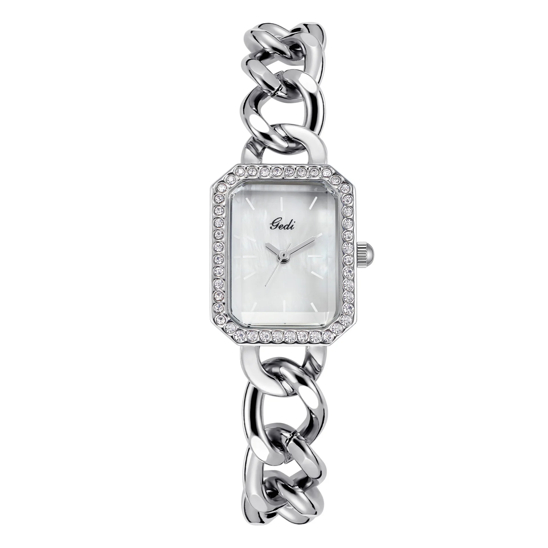 Reloj de cadena de bloque pequeño de temperamento simple para mujer y niña, correa de reloj de cadena, accesorios para mujer, moda