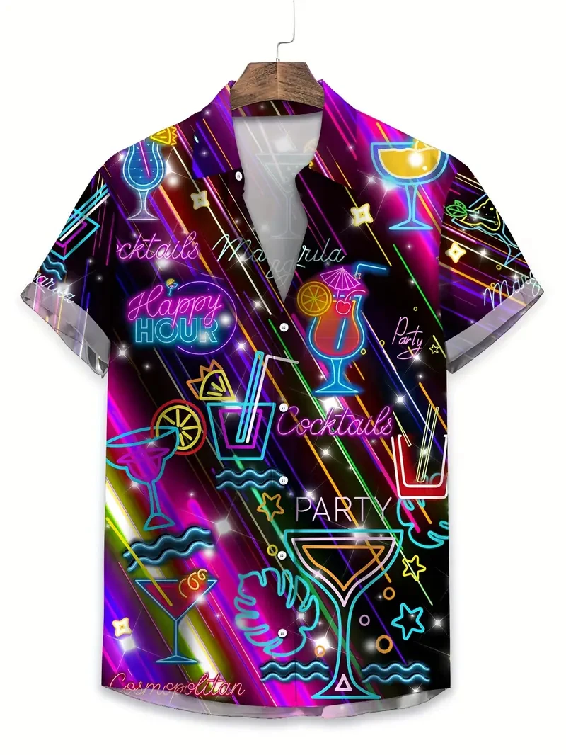 

Men's Beer Bar Pattern 3D Printed Short Sleeve Shirt Hawaiian Shirt Fashion Cool Men's Short Sleeve Tops Men's Clothing 2025