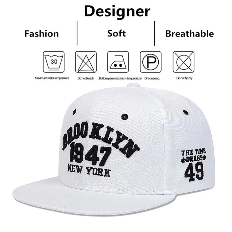 1947 Brooklyn Embroidery Snapback Hat High Quality Baseball Cap Men\'s Versatile Pattern Casual  Adjustable Hip Hop Sports Hat