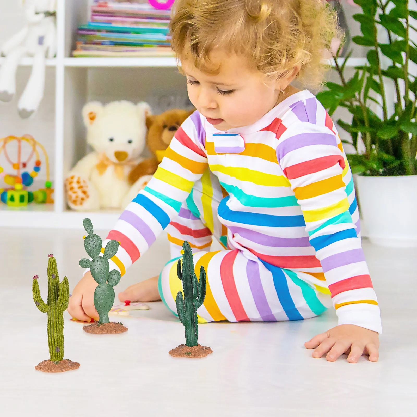 

3Pcs Artificial Cactus Decoration Micro Landscape Plant Set Miniature Home Office Car Tabletop Adornments Cactus Decoration