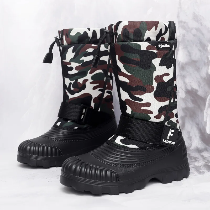 

2024 Winter Fur Men's Camouflage Boots Comfortable Warm High Boots Men Outdoor Non-slip Platform Snow Boots For Men botas altas