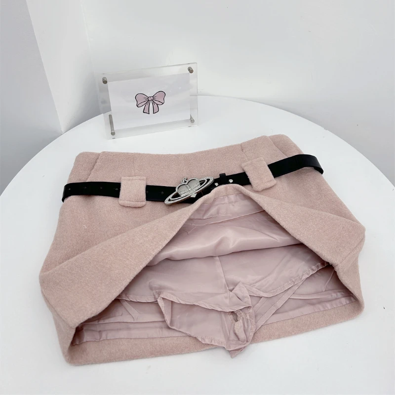 Autumn Winter Y2k Cute Knit  Elegant 2 Piece Set Women Black Kawaii Sweater + Pink Chic Mini Skirt Female Sweet Retro Clothing