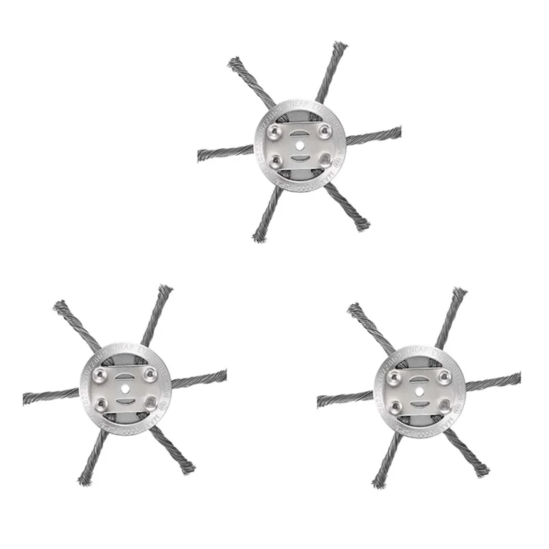 ABMI-Universal 6In Steel Wire Weed Grass Trimmer Head- 3PCS Set, 6 Blades Included For Cordless String Trimmer,