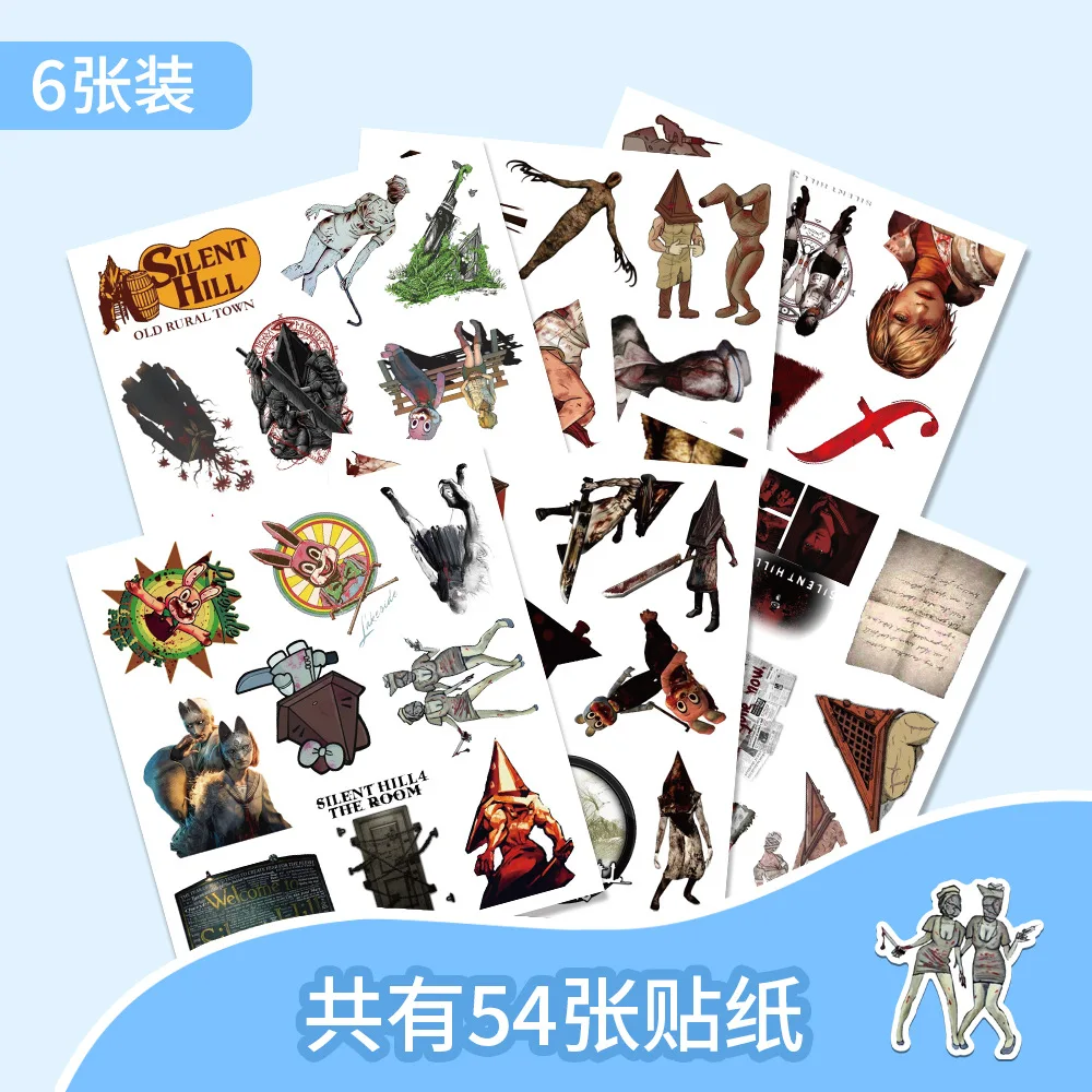 54PCS SILENT HILL f ​ ​ Pegatinas de grafiti de dibujos animados DIY, equipaje decorativo, cuaderno, taza de agua, iPad, pegatinas impermeables, juguete para niños