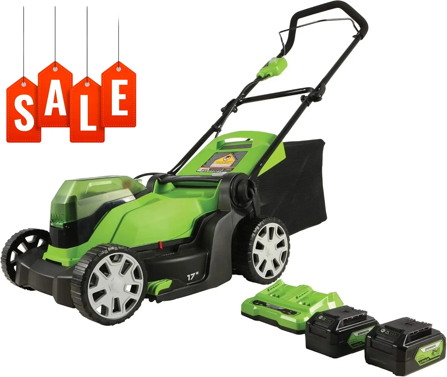 

48V (2 x 24V) 17" Cordless (Push) Lawn Mower (125+ Compatible Tools), (2) 4.0Ah Batteries and Dual Port Rapid Charger Included